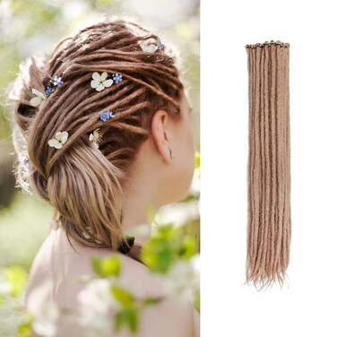 20 Inch Thin 0.6cm Dreadlock Extensions Soft Handmade Synthetic Dreads SE Light Brown Braids Dreads Locs Extension 20 Strands/Pack
