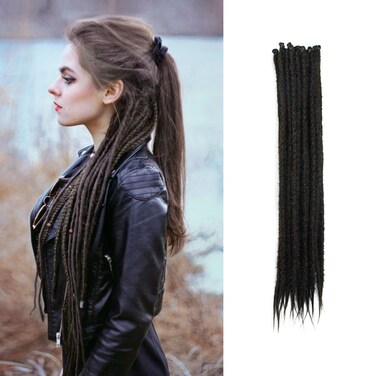 20 Inch Thin 0.6cm Dreadlock Extensions Soft Handmade Synthetic Dreads Hip Hop Reggae Locs Extensions 4# 20 Strands/Pack