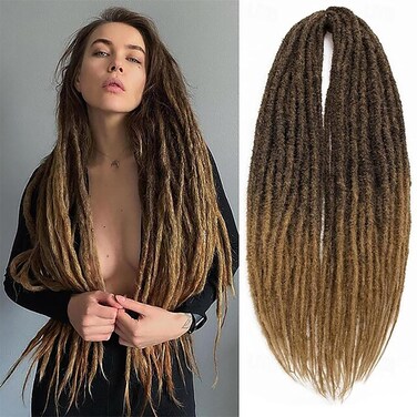 20" Double Ended Dreadlock Extensions 15 Strands 1B/Honey Brown DE Synthetic Handmade Braiding Dread Extensions