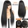 250 Density 2x4 HD Lace Front Wigs Human Hair Wigs with Bangs Ready to Wear and Go Glueless Lace Closure Straight Wigs for Beginners Women 100% Brazilian Human Hair 28 Inch