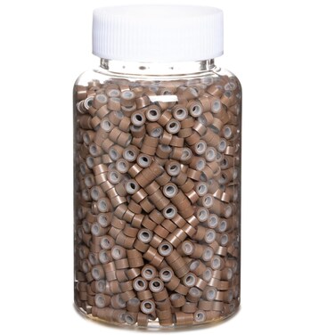 2500pcs Hair Extentions Micro Rings Links Beads, 5mm Silicone Lined Beads for Human Hair Extensions Tool-Dark Blonde