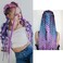 2Pack Tinsel Braiding Hair Extensions for Women 24Inch Fairy Heat Resistant Sparkly Colored Hair Extensions for Braiding Ombre Jumbo Synthetic Braiding Hair for Twist Braids (Purple&amp;Blue Gradient)