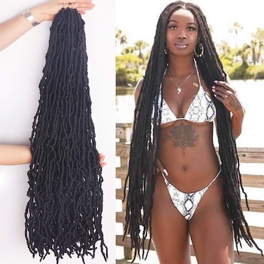 36 Inch Faux Locs Crochet Hair Soft Locs Crochet Braids Hair 6 Packs/lot 95g Goddess Locs Dreadlocs Synthetic Hair Extend Soft Locs Braiding for Women (36 Inch (6packs), 4#)