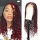 24" 360&deg; HD Full Lace Braided Wigs for Women Knotless Butterfly Box Braided Wigs with Boho Curly Ends Braided Lace Front Wigs with Baby Hair Human Hair Blended Short Braided Wig Burgundy