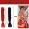 Colored Jumbo Braiding Hair Extension for Women, 24&ldquo; Red White Black Halloween Braiding Hair Synthetic Fiber for Twist Braiding Hair, High Temperature Fiber Bubble Braids Hair Extensions 3 Bundles