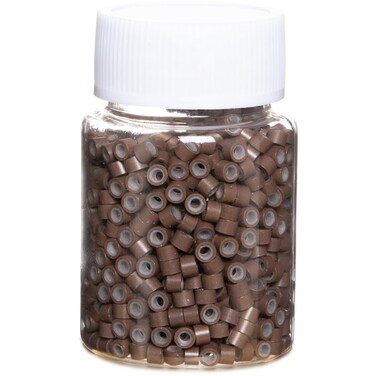 1000pcs 4mm Hair Extension Beads,Silicone Lined Micro Rings,MicroLink Beads for Hair Extensions,Brown