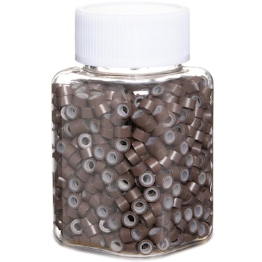 1000pcs 5mm Hair Extension Beads,Silicone Lined Micro Rings,MicroLink Weft Beads for Hair Tinsel and Feathers Extensions,Brown