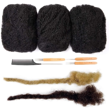 Originea 6 Inch 150g Afro Kinkys Bulk Human Hair for Dreadlocks Making, Repairing and Extending,100% Afro Kinky Curly Human Hair Bulk Can be Dyed and Bleached Including Free Crochet Hooks and Comb