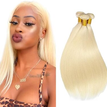 613 Bundles Human Hair Blonde Straight Human Hair Bundles 12 14 16 Inch 8A Peruvian Virgin Remy Hair 3 Bundles 613 Straight Bundles Double Weft Hair Extensions For Women