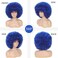 70s Afro Kinky Curly Wig For Women - Soft, Bouncy, Natural Looking Synthetic Hair - Blue Color, With Bangs