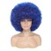 70s Afro Kinky Curly Wig For Women - Soft, Bouncy, Natural Looking Synthetic Hair - Blue Color, With Bangs