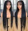 Annivia 36" Full Double Lace Front Box Braided Wigs for Black Women Knotless Braids Lace Frontal Wig Synthetic Hand Braided Wigs Pre Plucked with Baby Hair Square Part Cornrow Box Braid Hair （Black）
