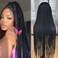 Annivia 36" Full Double Lace Front Box Braided Wigs for Black Women Knotless Braids Lace Frontal Wig Synthetic Hand Braided Wigs Pre Plucked with Baby Hair Square Part Cornrow Box Braid Hair （Black）