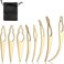 WILLBOND 8 Pcs Dreadlock Interlocking Tool for Locs Sisterlock Retighten Tool for Dreadlocks Interlocks Crochet Braiding Hair Tightening Extensions Accessory (Gold)