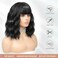 Black Wig with Bangs Wig for Women 12in Short Bob Wavy Curly Wig Natural Black Hair Wigs Heat Resistant Hair Replacement Wigs(12'' Natural Black 1B)