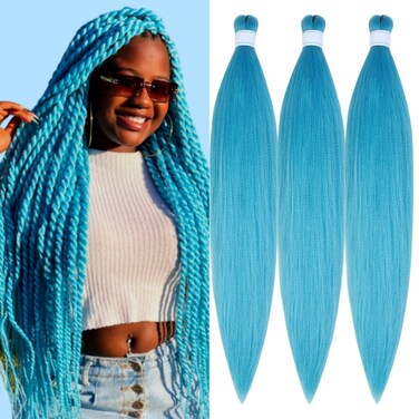 Mint Ice Braiding Hair Pre stretched Braiding Hair Prestretched Ez Braid Colored Braiding Hair Extensions