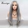 Xiweiya Ombre Platinum Blonde Tips Hair Light Grey Wig Long Silky Straight Synthetic Lace Front Wig Middle Part Heat Resistant Fiber Hair Replacement Wig Women 24inch