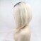 xiweiya White Mixed Blonde Bob Wig with Brown Root Synthetic Lace Front Wigs Middle Part Wig Soft Wig Hair Replacement Wig for Women, Drag Queen Makeup 14 inch