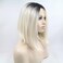 xiweiya White Mixed Blonde Bob Wig with Brown Root Synthetic Lace Front Wigs Middle Part Wig Soft Wig Hair Replacement Wig for Women, Drag Queen Makeup 14 inch