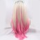 xiweiya Ombre Pink Wigs with Dark Roots 13x3 Pink Wigs Mixed Color Straight Platinum Blonde to Pink Synthetic Lace Front Wigs Heat Resistant Fiber Wigs Rosie Pink White Wig for Drag Queen Wig 24inch