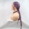 Xiweiya 2 Braids Wig Purple Braided Wig Synthetic Lace Front Wig with Baby Hair Heat Resistant Fiber Middle Part for Women Cosplay Makeup 24 Inches