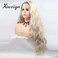 xiweiya Long blonde wavy curly wig water wave blonde hair middle part Synthetic Lace Front Wigs For Women with heat resistant fiber hair replacement wig half hand tied 24 Inch