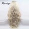 xiweiya Long blonde wavy curly wig water wave blonde hair middle part Synthetic Lace Front Wigs For Women with heat resistant fiber hair replacement wig half hand tied 24 Inch