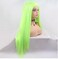 xiweiya Long Neon Green Lace Front Wig Fluorescence Green Yellow Synthetic Lace Front Wigs Straight Neon Natural Hairline Wig Heat Resistant Fiber 180% Density Wig for Women Drag Queen Cosplay 24inch