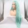 Xiweiya Long Blue Green to White Micro Braided Wig Synthetic Lace Front Braid Wigs Free Part Wig Long Soft Wig Hair Replacement Wig for Women, Drag Queen Makeup 24 inch