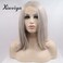 Xiweiya short bob hair Silver Platinum Blonde Lace Front Lace Wigs Synthetic Ash Blonde Straight Heat Resistant Fiber Wigs Middle Parting Short Grey Wig 14 inch