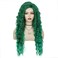 GNIMEGIL 26 Inch Long Curly Wavy Green Wig Natural Ombre Fluffy Synthetic Hair Replacement Wig with Free Part Hairline for Costume Cosplay Halloween Party Suitable for White Women