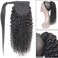 3C Kinky Curly Ponytail Hair Extension Clip in Wrap Around Afro Curly Ponytail Hair Extension Brazilian Remy Ponytail Hairpiece Natural Black 130 Gram Full Hair Ponytail 18 Inch