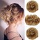 Vinzar Hair Bun Hairpieces Extensions Curly Wavy Synthetic Hair Fibers Elastic Scrunchie Updo Hair Wig Scrunchies for Women and Girls (Light Golden Brown)