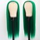 QD-Tizer Long Straight Hair Green Color Synthetic None Lace Wigs for Fashion Women Heat Resistant Synthetic Hair Wigs 24 inch