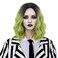 MAGQOO Green Wig for Women Green Wig Short Curly Wavy Hair Wig Dark Roots Two Tones Middle Part Synthetic Heat Resistant