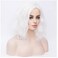 MAGQOO White Wig for Women - Synthetic, Heat Resistant, 14 Inch, Wavy/Curly, Side Part, Bob Style