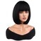 MAGQOO Black Wig for Women Black Bob Wig with Bangs Short Straight Black Wigs Synthetic Cosplay Party Wig with Wig Cap