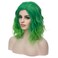 MAGQOO Green Wig Wig Green Bob Wigs for Women Short Curly Wavy Ombre Green Wigs Synthetic St.Patrick's Day Wigs Wig Cap Included