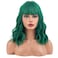 MAGQOO Green Wig Women Girls Emerald Green Bob Wig Short Curly Wavy Green Wig with Bangs St Patrick Halloween Party Wigs Synthetic Heat Resistant