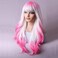MAGQOO Hot Pink Blonde Ombre Wig Women Girls Dark Pink White Ombre Wig with Bang Two Tones Ombre Colorful Wig Halloween Cosplay Costume Party Wig