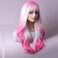 MAGQOO Hot Pink Blonde Ombre Wig Women Girls Dark Pink White Ombre Wig with Bang Two Tones Ombre Colorful Wig Halloween Cosplay Costume Party Wig