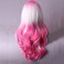 MAGQOO Hot Pink Blonde Ombre Wig Women Girls Dark Pink White Ombre Wig with Bang Two Tones Ombre Colorful Wig Halloween Cosplay Costume Party Wig