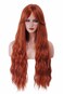 28 Inches Auburn Wigs for Women Long Copper Red Wavy Wig with Bangs Synthetic Natural Ginger Wig for Cosplay,Halloween,Daily Use