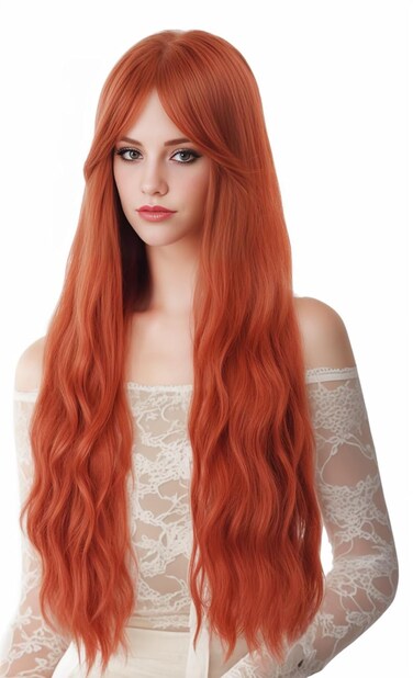 28 Inches Auburn Wigs for Women Long Copper Red Wavy Wig with Bangs Synthetic Natural Ginger Wig for Cosplay,Halloween,Daily Use