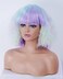 14 Inches Rainbow Wigs for Women Short Water Wavy Wig with Neat Bangs Synthetic Natural Wig for Cosplay,Halloween,Daily Use
