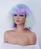 14 Inches Rainbow Wigs for Women Short Water Wavy Wig with Neat Bangs Synthetic Natural Wig for Cosplay,Halloween,Daily Use