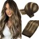 MAXITA Weft Hair Extensions Human Hair Chocolate Brown Mixed Caramel Blonde Balayage 20 Inch Hair Extensions Weft Invisible Double Weft Sew in Hair Extensions 100g Per Bundle