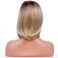 BERON 15'' Short Straight Dark Roots Ombre Blonde Bob Wigs Side Part Wig with No Bangs Wig Cap Included (Brown Ombre Blonde)