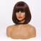 BERON Dark Brown Short Wigs Straight Bob Hair Wig for Women Wigs with Bangs Synthetic Daily Use Wigs Wig Cap Include