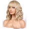 BERON Blonde Wigs for Womens Short Curly Wavy Wig with Bangs Girls Dark Blond Wigs Heat Resistant Synthetic Hair Party Daily Use Wigs